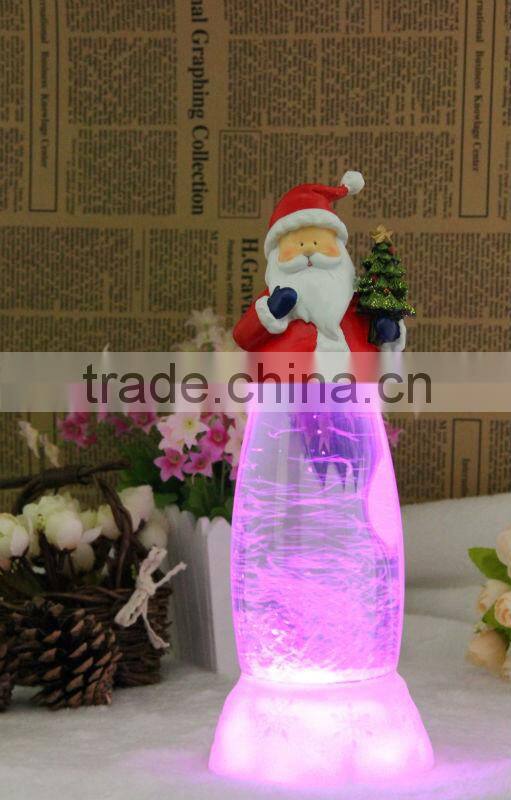 Led water filled christmas light battery operated flameless christmas Santa Clau light christmas vners for decoration