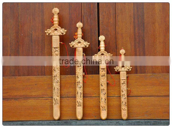 The lucky sword, the peach wood sword, wood crafts, home -guarding and fengshui, for security and peace home decoration
