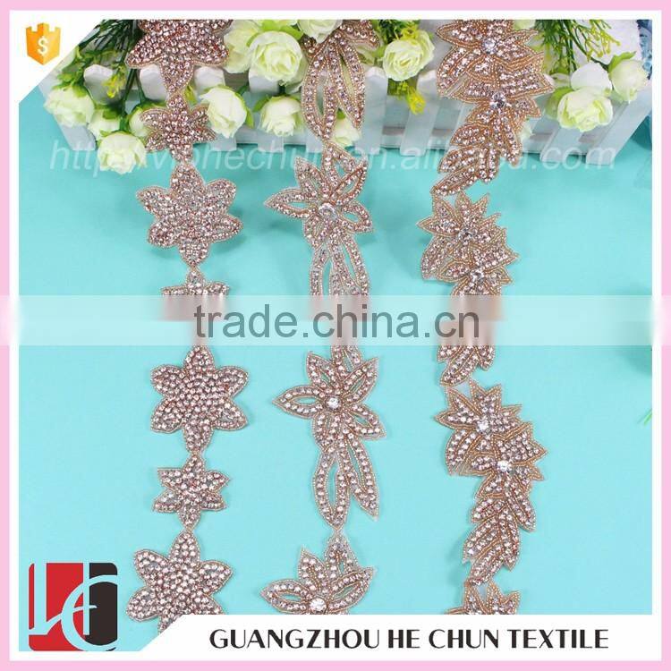 HC-4830-1 Hechun Rhinestone Fashion Beaded Ribbon Trim for Dyeable Cothing