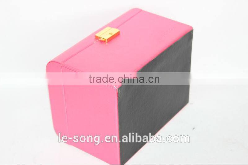 portable rectangle pink grand jewelry box