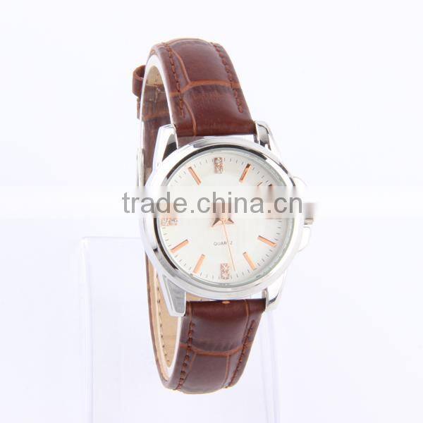 Fashion leather lady casual silver watch