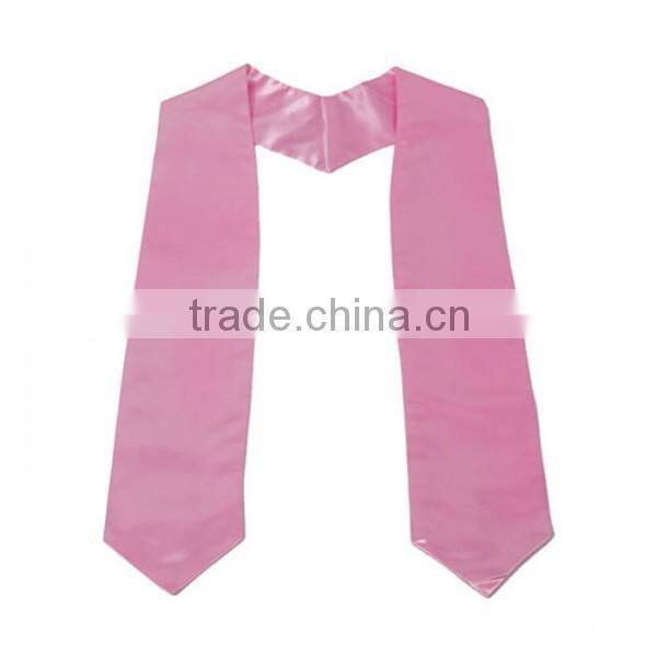 Hot Sell Shiny Pink Satin Plain Graduation stoles