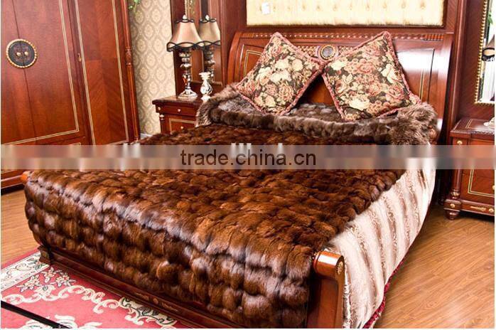 Custom Real Fox Fur Patchwork Blanket Plush Fur Bedding Necessaries