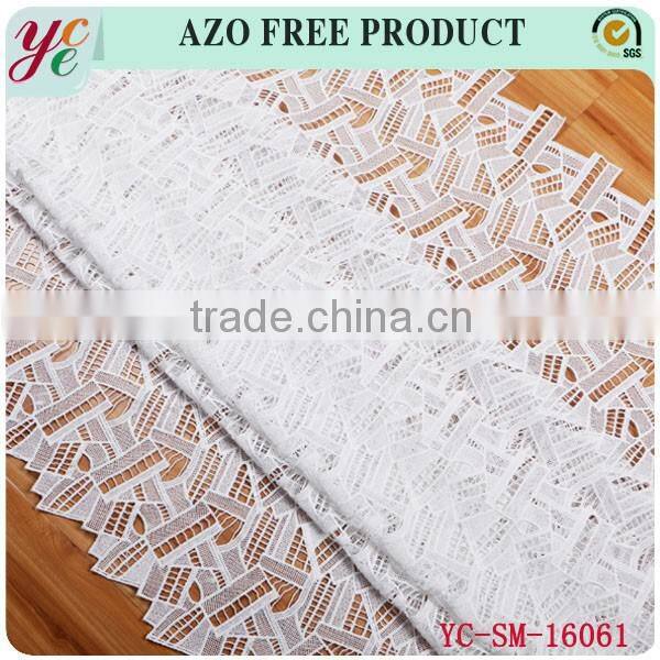 Fashion white irregular strips woven lace fabric embroidery stone for garment