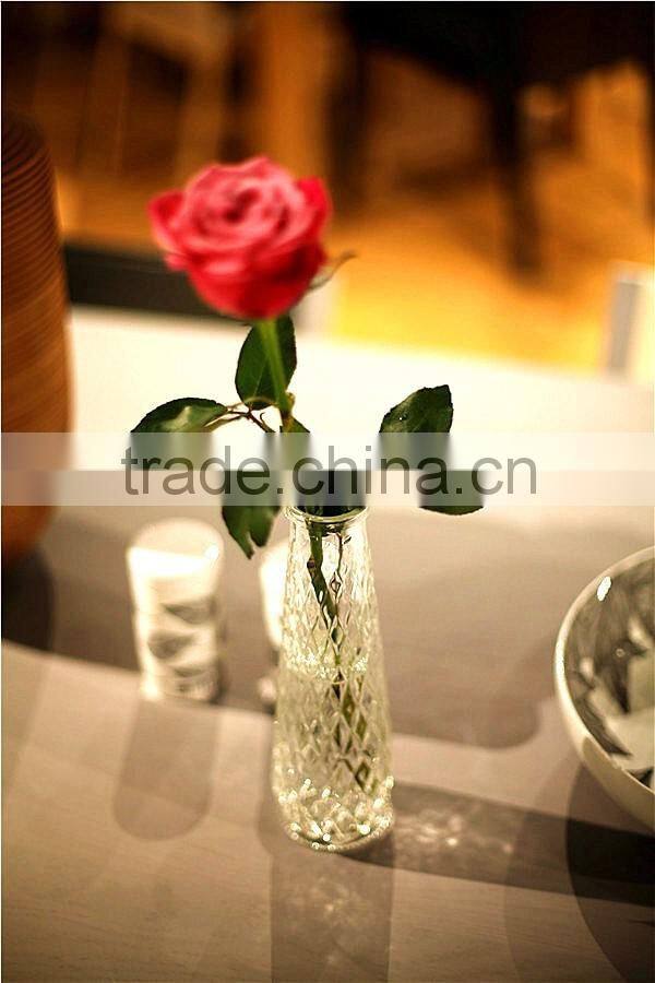 clear table small mouth glass flower vases for home decoration