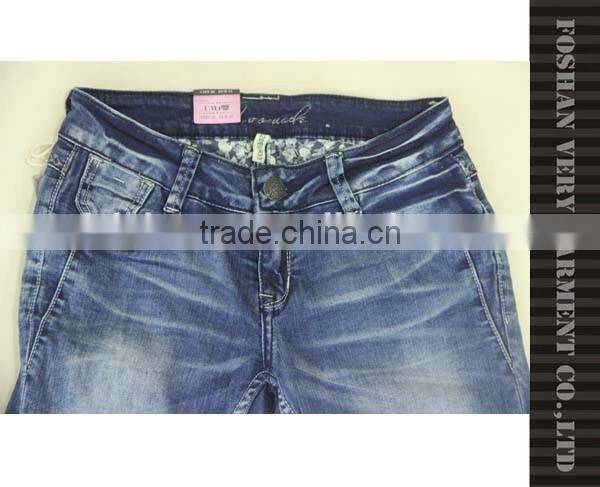 New beaded decoration jeans pent with heavy monkey wash
