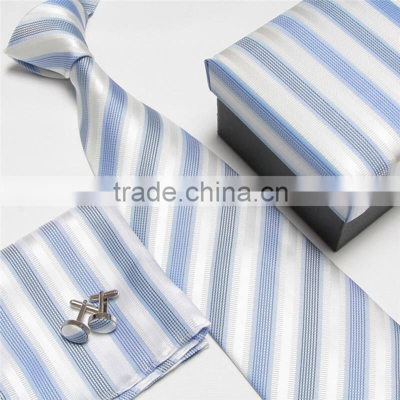 Fashion Stripe Microfiber Mens Tie Handkerchief Cufflink Sets