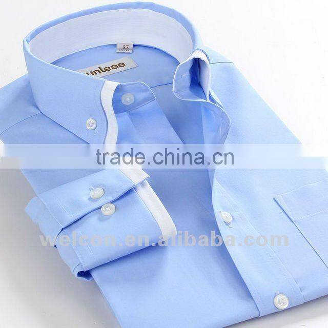 100% cotton stylish European style Italian collar long sleeve blue business dress fashion men designer shirt