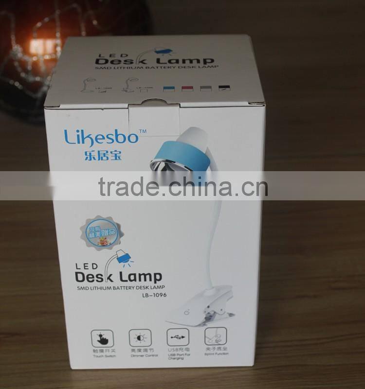 6W rechargeable lithium battery clip led desk light