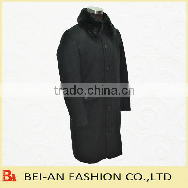 fake fur collar woolen coat for men
