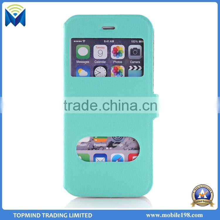 Dual Clear Window View PU Leather Flip Case for iPhone 6S 6S Plus