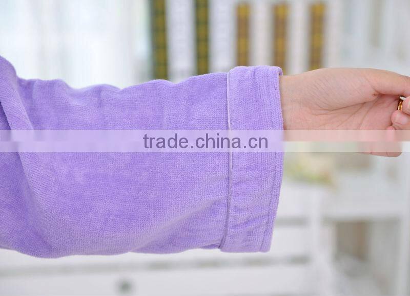 Purple microfiber woman wear bathrobe