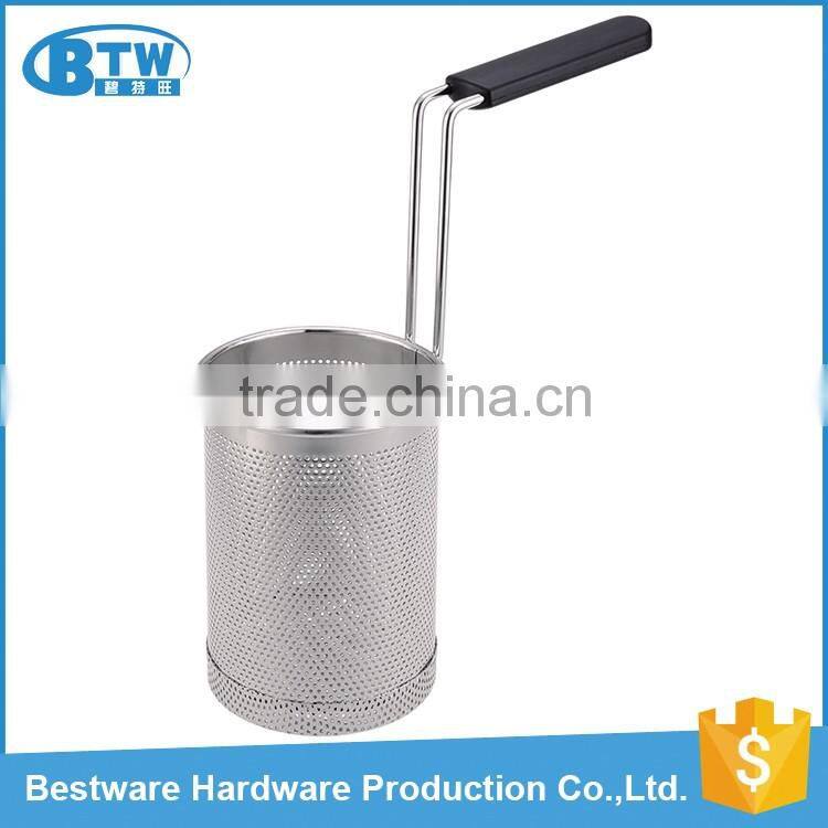 Nylon handle stainless steel deep frying basket stainless steel deep frying basket pasta fry basket