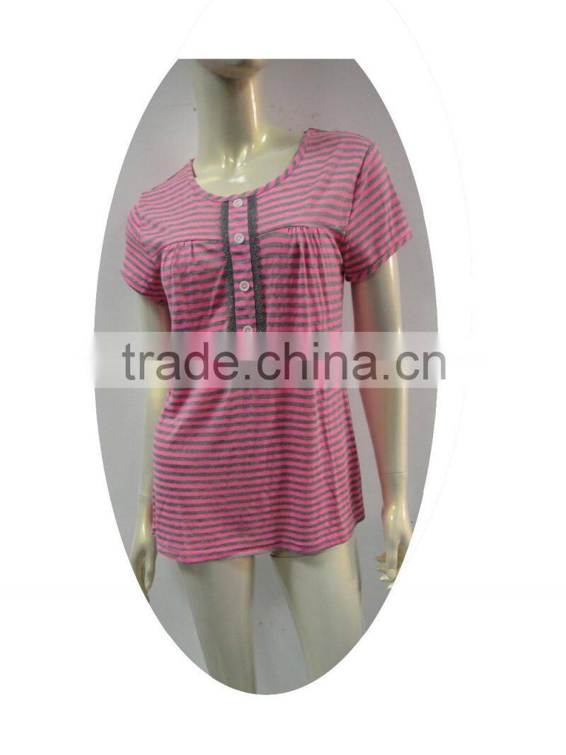 color stripe eyelet lace trim shortie