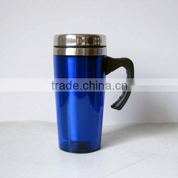 Stainless steel mug with colorful plastic outer decoration without handle