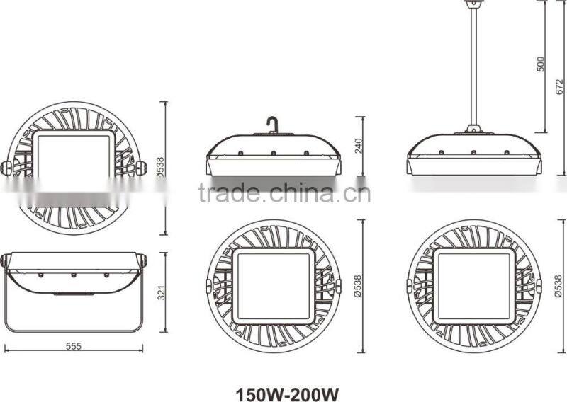 Bracket Mounting 190W led high bay light outdoor flood lighting >20000lm