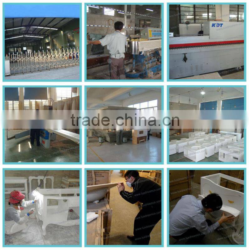 corner green tempered glass wash basin with mirror