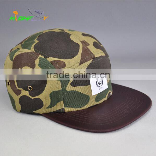 Custom High Quality Real Strap Camouflage Camper Caps And Hats Camping Hat With Woven Label Logo