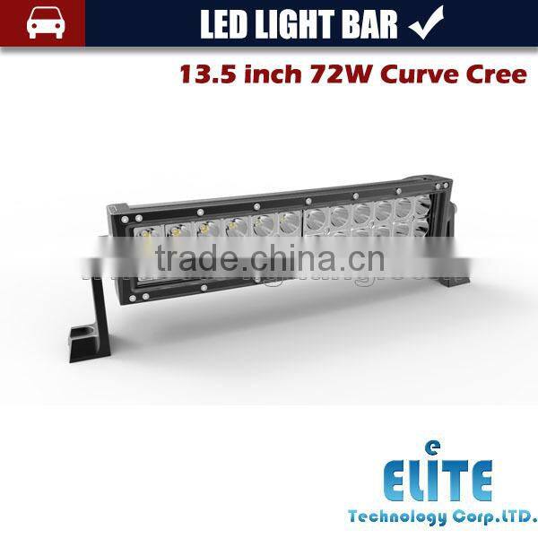 13.5 inch 72w offroad curve led light bar for trucks jeep
