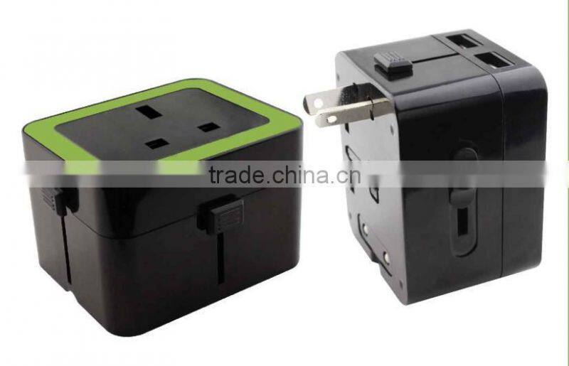 Factory hot wholesale all in one folding universal cheap travel adapter with dual usb,UK to US AU EU travel converter