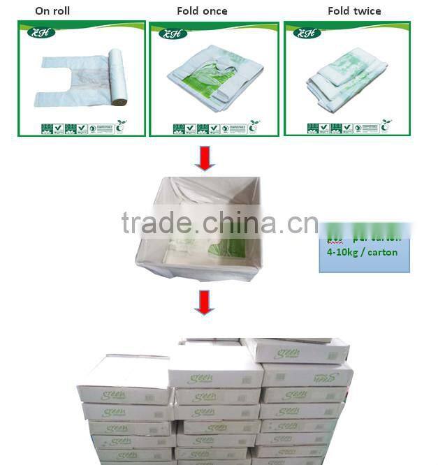 100% EN13432 ASTM D6400 cornstarch biodegradable shopper bag