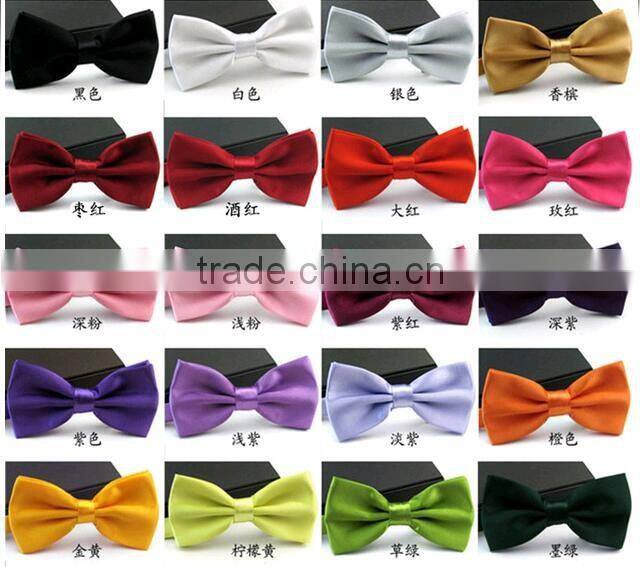 Fashions Men's Formal Commercial bowties Solid Color Tuxedo Classic Bow tie Pre Wedding Party Satin Bow Tie Necktie