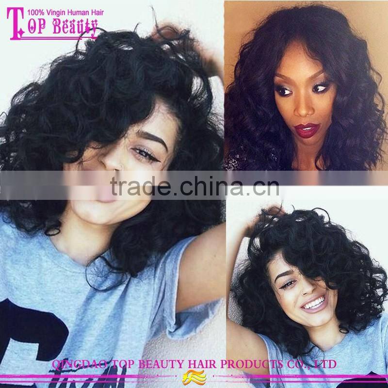 Luffy hair manufacturer wholesale lace front wig brazilian human hair 14inch 150% short curly wig for black women