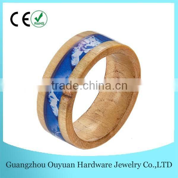 Wholesale Natural Wood Ring, Black Blue Carbon Fiber Inlay Wood Rings Men