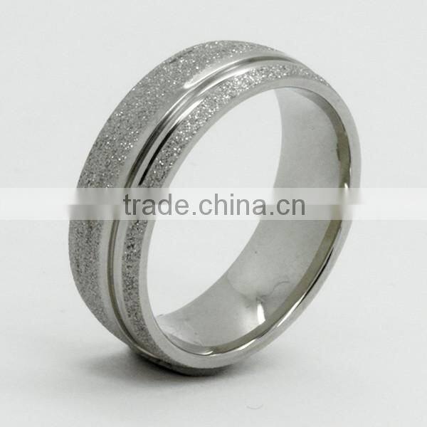 Men's Titanium Grooved Ring with Sand stone finish