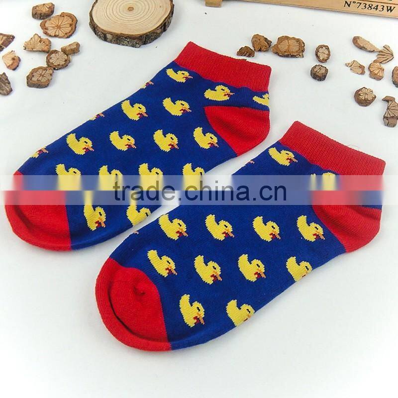 New design red blue sock with baby duck