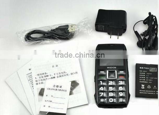 Wisdom WSG01 dual sim dual standby senior mobile phone FM SOS Torch MP3 MP4 camera GPS French Germany Russian 01