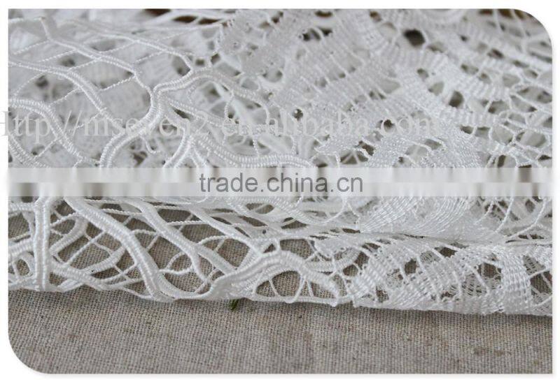 Fashion design hollow out water soluble austrian lace fabric in white