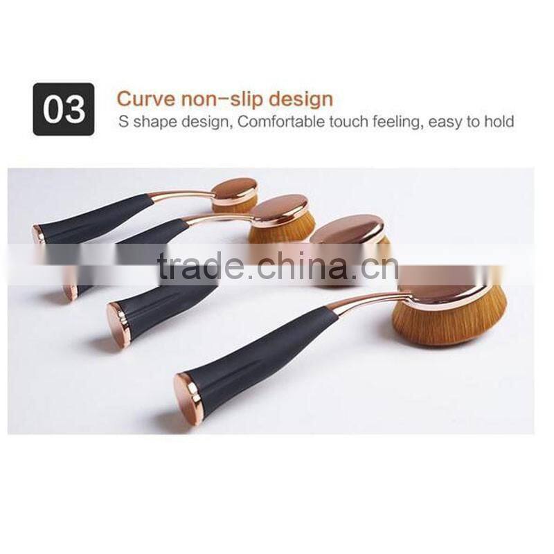 2017 Alibaba Unique rose gold color 5pcs / 6pcs magnet oval makeup brushes cosmetics makeup brush set Whloesale make up brushes