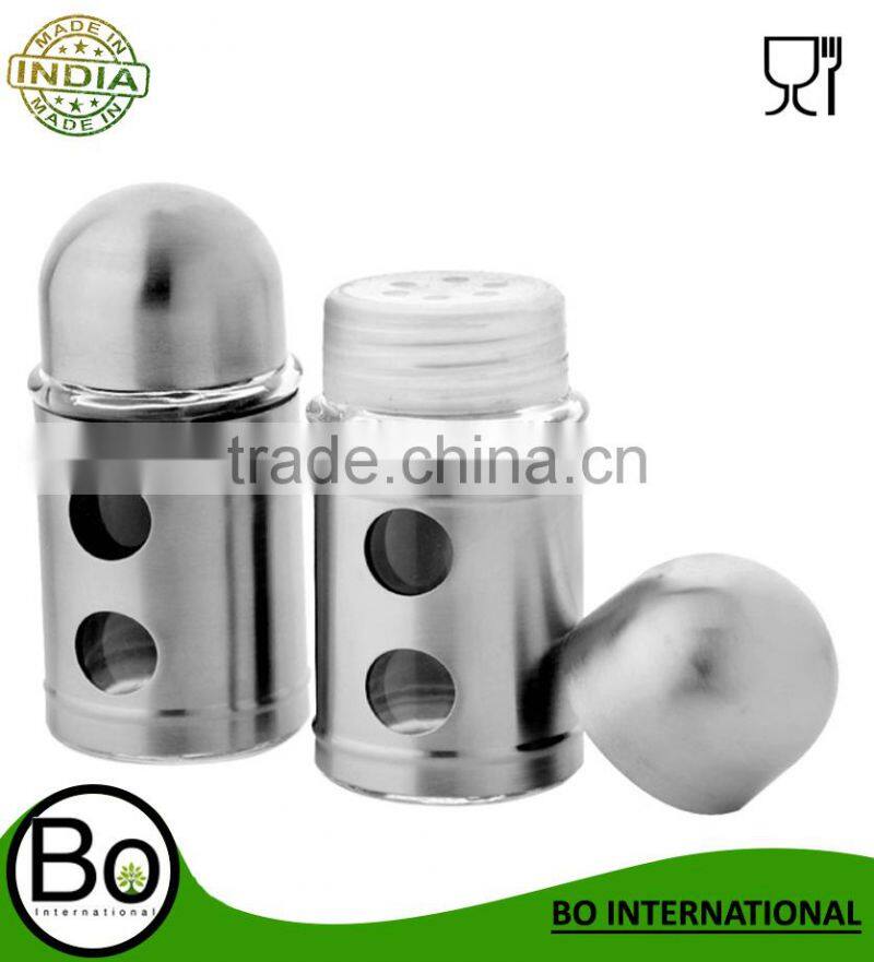 Stainless Steel Glass Salt & Pepper Shaker 4x4x7cm