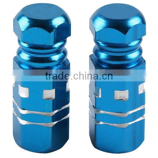Aluminum 2pcs/a Set Blue Motorcycle Wheel Tire Valve Stem Caps Universal 27*8mm