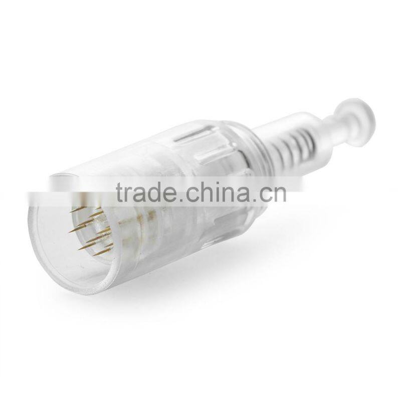 Electric derma pen needles screw 12 pin gold cartridge for auto microneedle derma pen tattoo needles 12pin needle tip