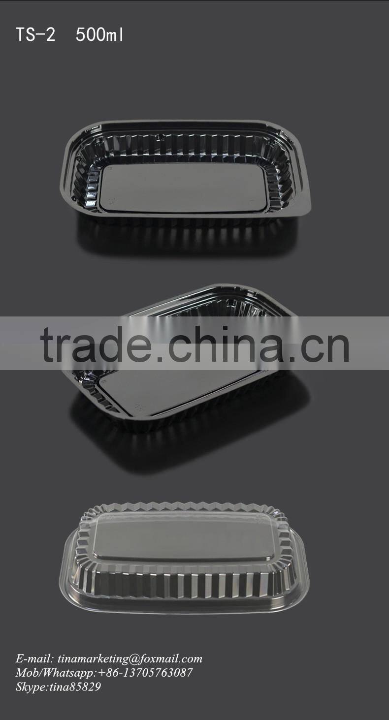 PS Black Base BOPS Clear Lid Plastic Take Out Food Container Box for Sushi,Salad,Fruit,Vegetable,Dessert,Cold dish Packaging