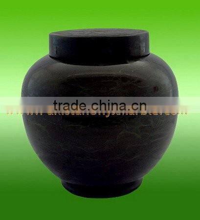 DECORATIVE JET BLACK MARBLE URNS