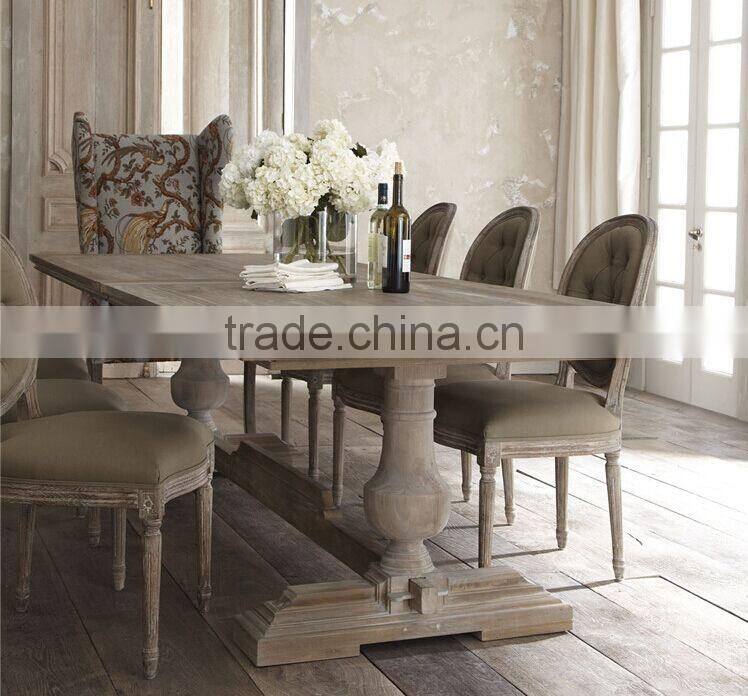 French Country Style Wooden Dining Room Set, Vintage and Retro Solid Wood Long Dinning Table and Chairs Set (BF01-X1161)