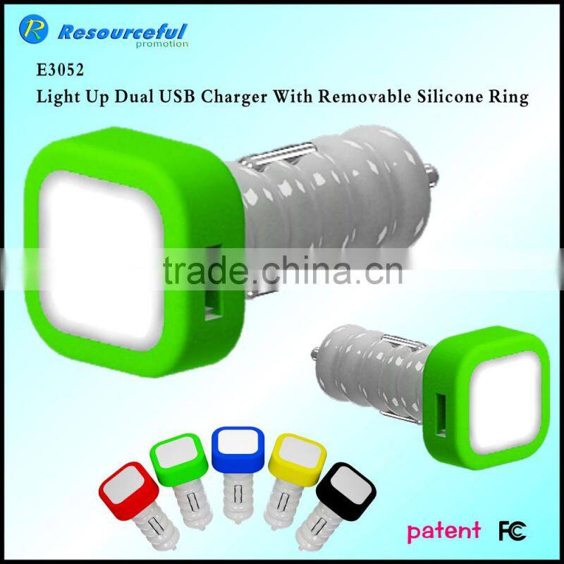Patend light up Car Charger with ring