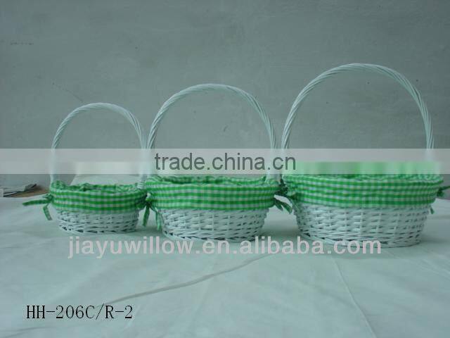 Flower Cotton Fabric willow baskets Wicker storage with handle
