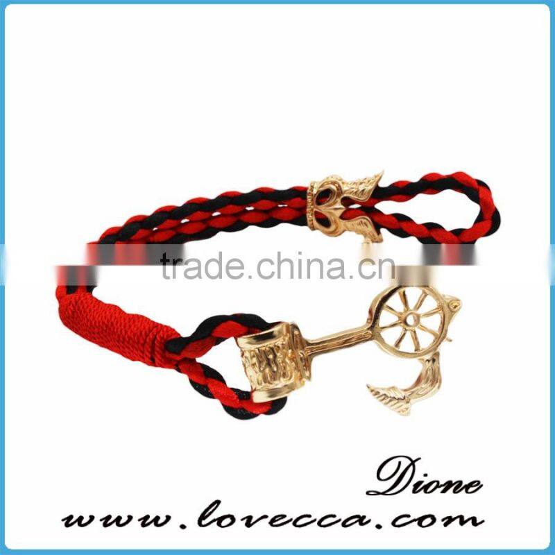 New Design Cheap Custom Jewelry Handmade Multi Color Nylon Nautical Rope Anchor Bracelet for Men