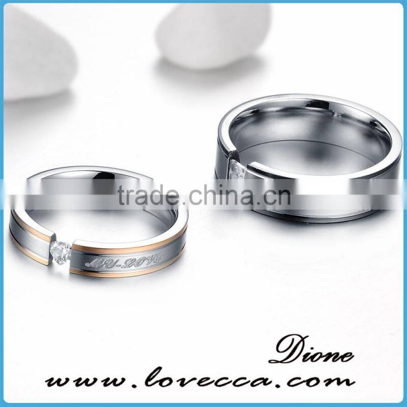 High quality stainless steel engagement wedding ring his and hers sets