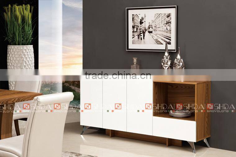 Modern Dining Room Buffet Walnut Veneer Frame White In Drawers Furniture H-815
