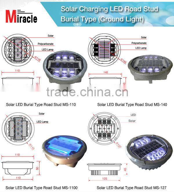 Solar Powered(Charging) LED & Reflector Road Stud(Cat Eyes / Pavement Marker) MS-200S(Single Side / 1000m Visibility)