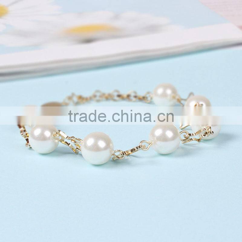 gold star pearl linked bracelet gold chain bracelet