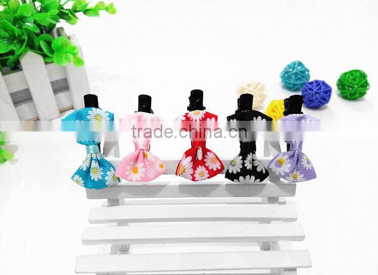 Factory wholesale fashion ribbon bow kids hair clip lovely baby hair clips