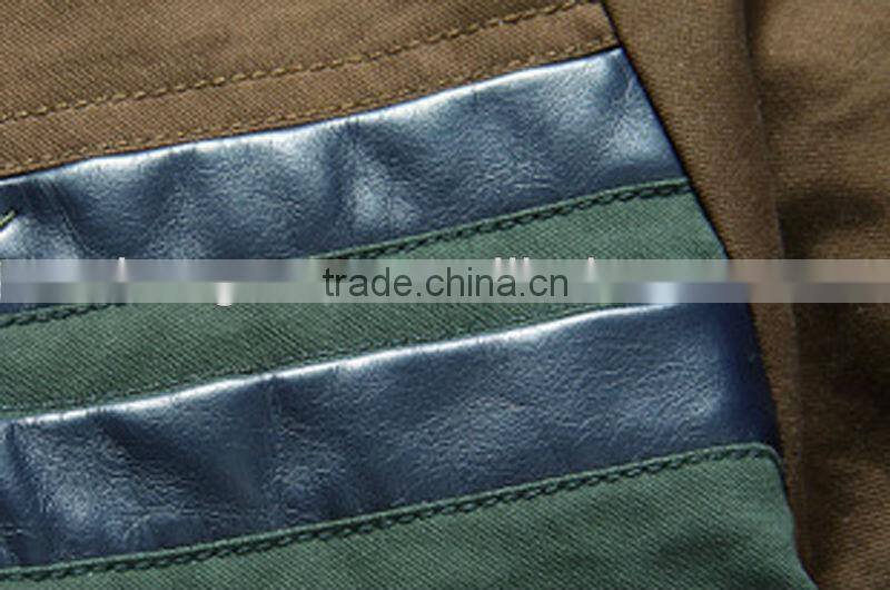 25%Nylon 75% polyster men leather jacket