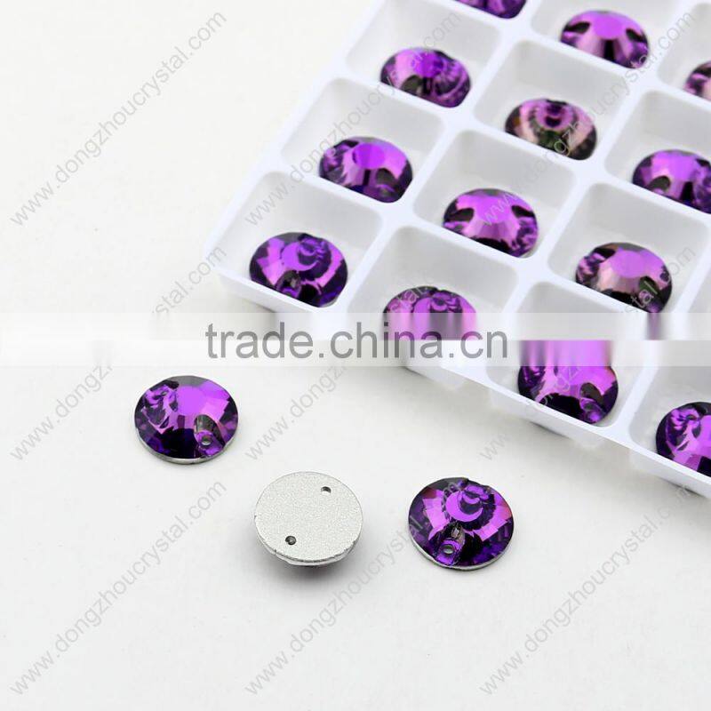 Widely used colorful round crystal sew on stones,sewing crystals on dress/jewelry/shoes/bags