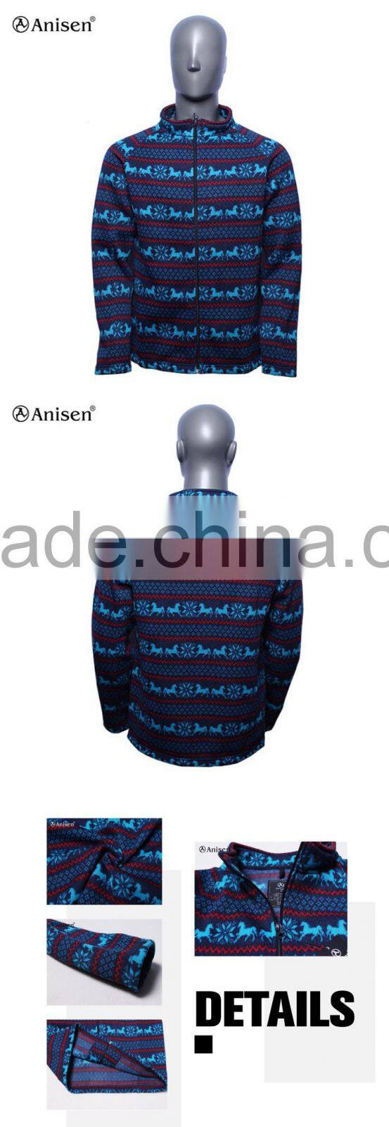 2016 high quality style 100% polyester printing men polar fleece jacket